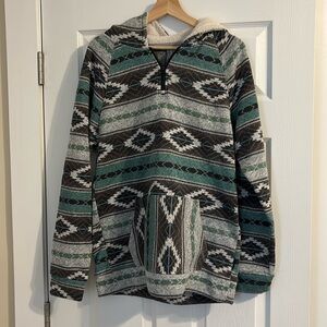 Brooklyn Cloth Geometric Teal and Black Hoodie